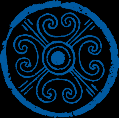 古代拓印图案PNG青蓝色-7