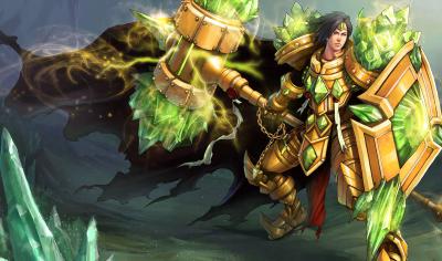 英雄联盟.瓦洛兰之盾 塔里克 宝石骑士老版的作品-Emerald-Taric-Splash-Art-Chinese-League-of-Legends-Artwork-Wallpaper-lol