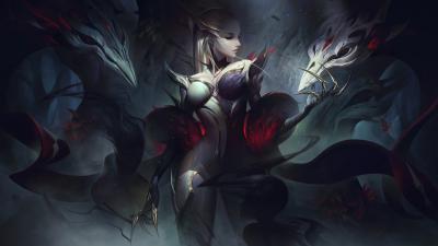 英雄联盟海报更新08月11日更新-11.16版本-魔女系列：乐芙兰莫甘娜艾希阿狸卡西奥佩娅-古神系列：沃里克墨菲特的作品-寡妇制造者伊芙琳魔女