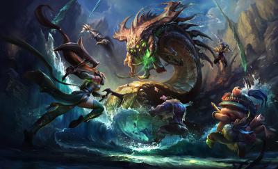 英雄联盟.宣传图GroupSplashes的作品-GroupSplashes_BaronFight_HD