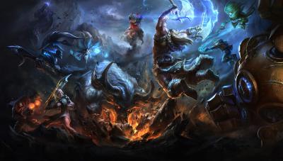 英雄联盟.宣传图GroupSplashes的作品-GroupSplashes_Olaf_vs_Alistar_HD