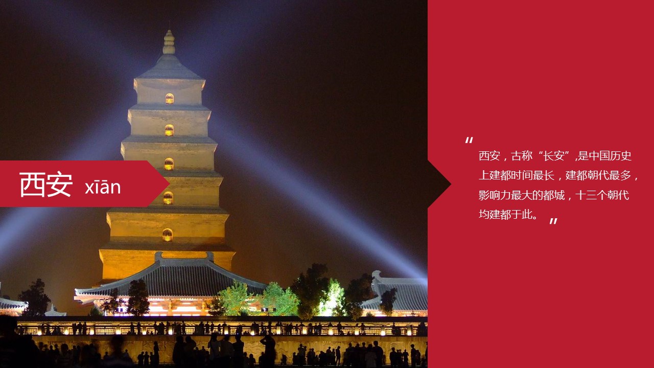 商务.旅游景点历史名城西安介绍简介PPT——图文的PPT模板-1/14