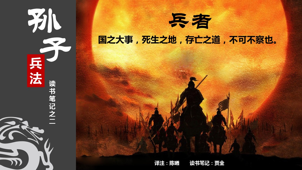 商务.读书生活《孙子兵法》读书笔记PPT——图文的PPT模板-1/14