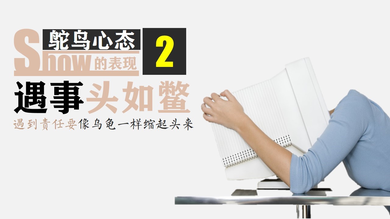 商务.读书生活《鸵鸟心态》PPT作品欣赏——图文的PPT模板-8/18