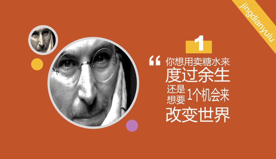 商务.读书生活乔布斯经典语录选PPT——图文的PPT模板-2/17