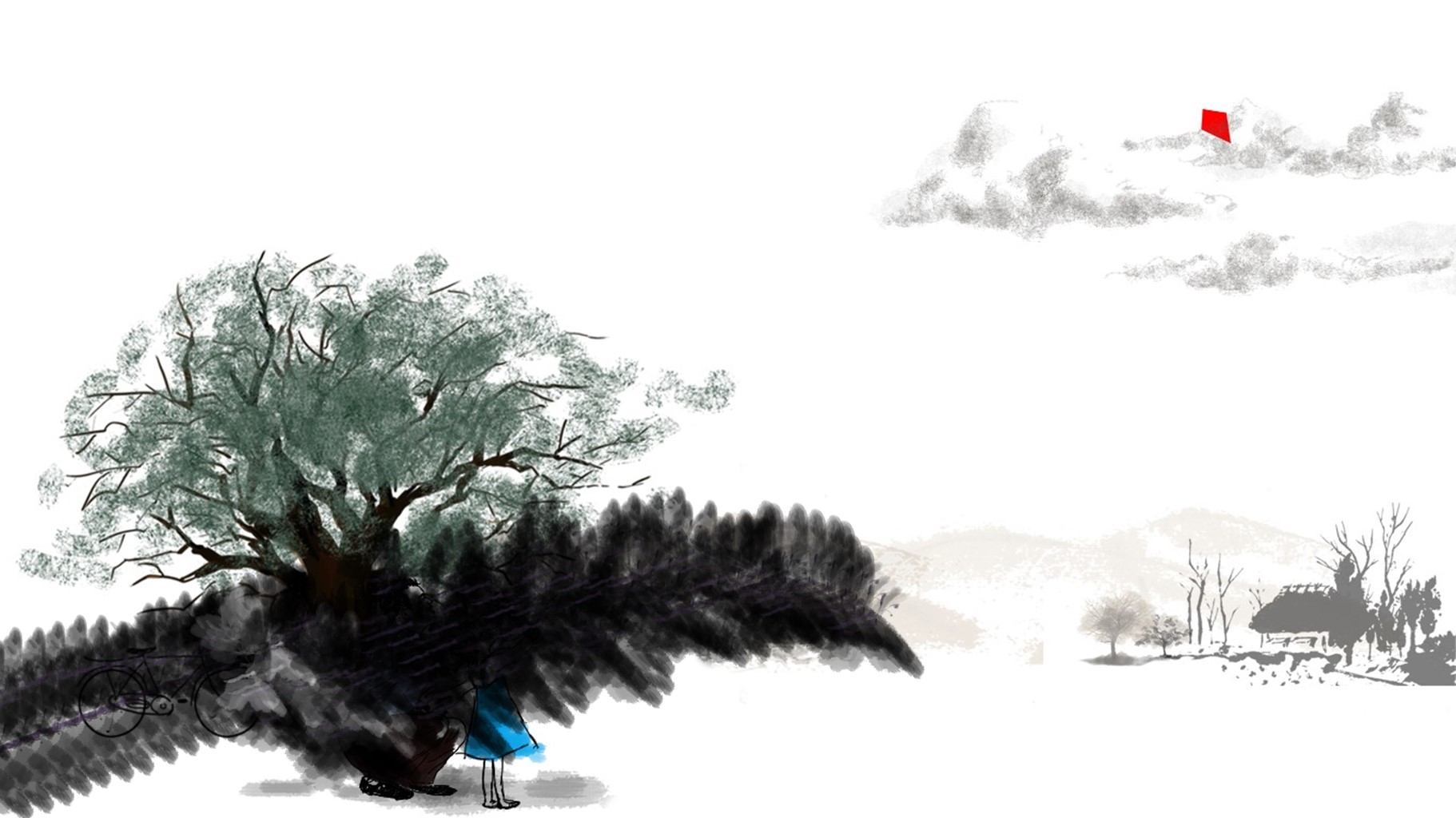 商务.父亲节精品-水彩画追忆童年父爱PPT动画的PPT模板-4/21