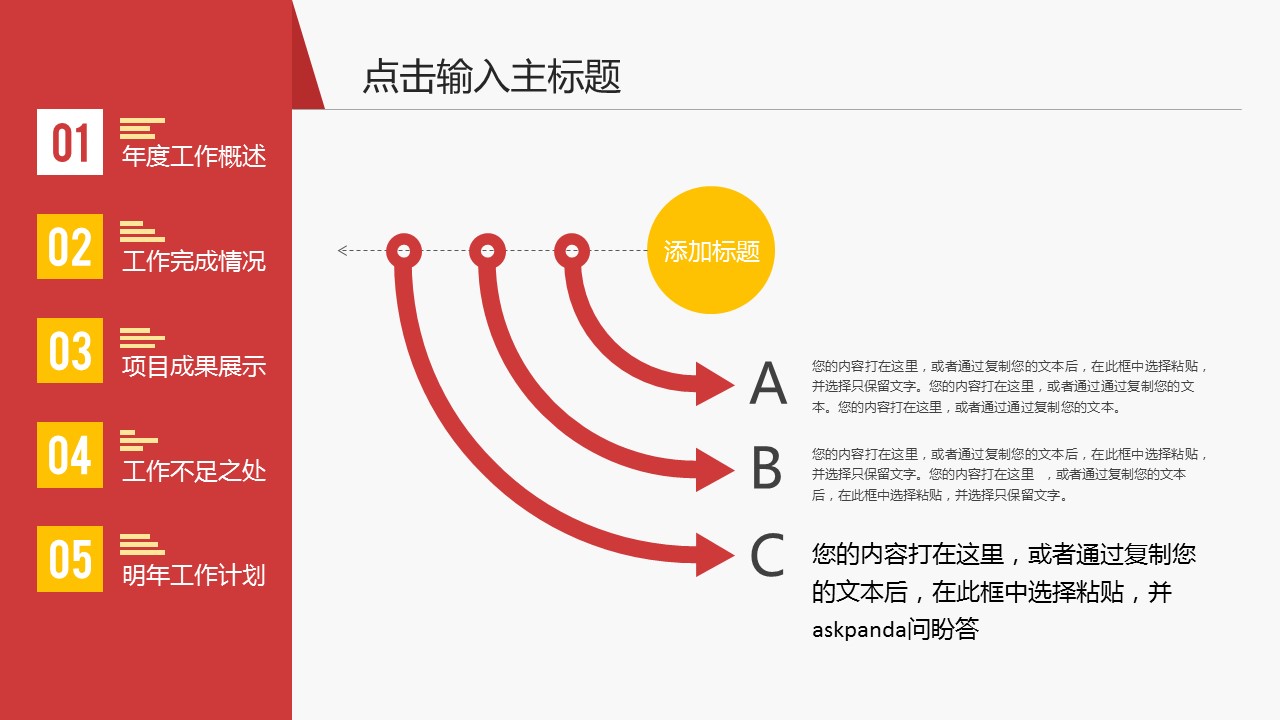 年终日常工作总结红色年度商务总结——图文的PPT模板-8/42