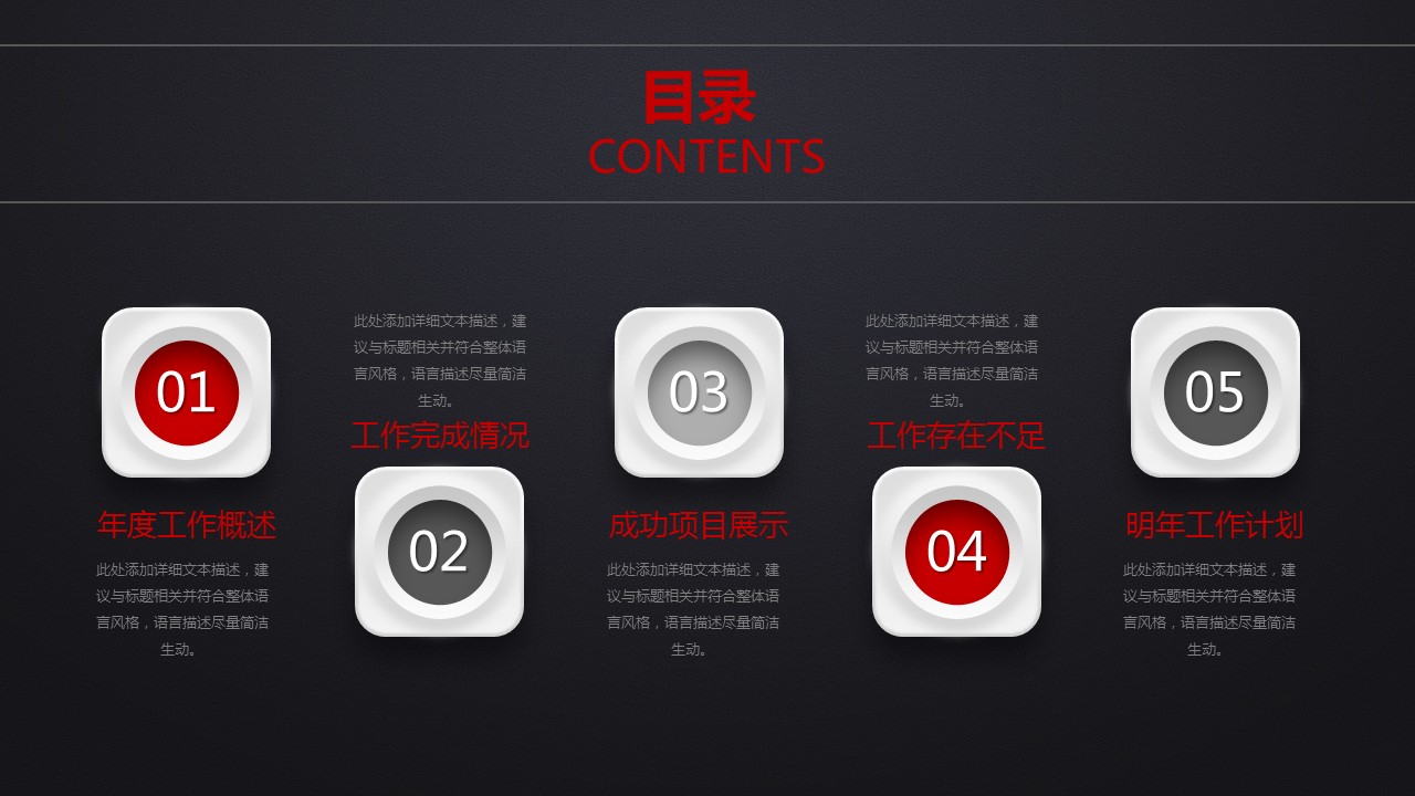 商务工作总结精品微粒体黑色工作汇报——图文的PPT模板-3/50