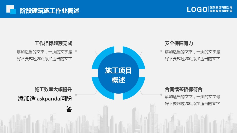 商务工作总结精品xx建筑施工集团阶段工作汇报的PPT模板-6/41