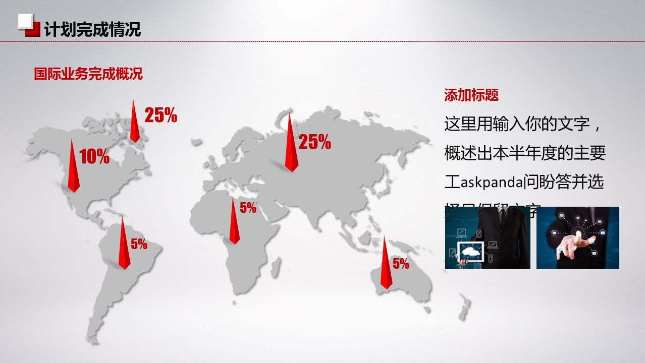 商务工作汇报ok红色年终汇报总结——图文的PPT模板-8/44