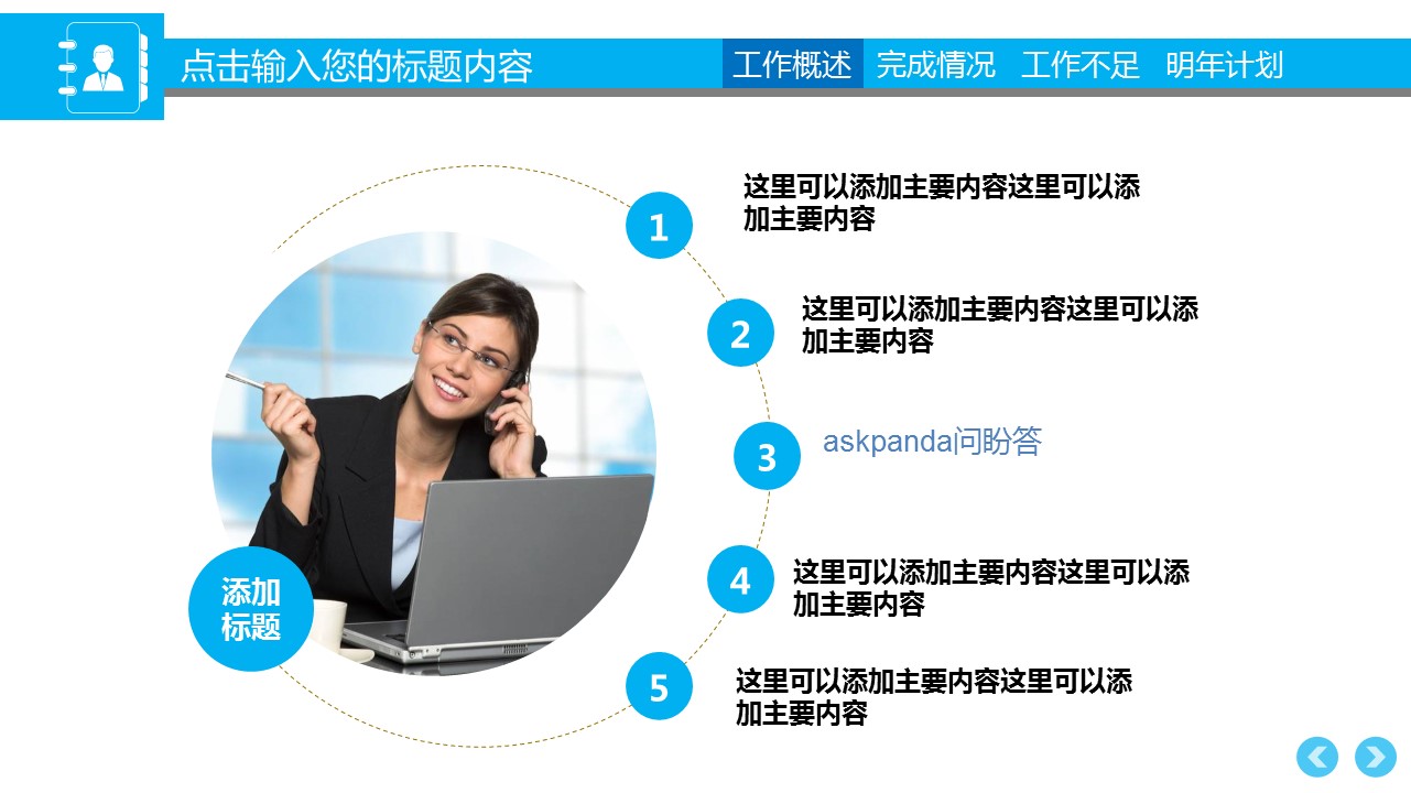 商务工作汇报ok销售部工作汇报总结——图文的PPT模板-5/38