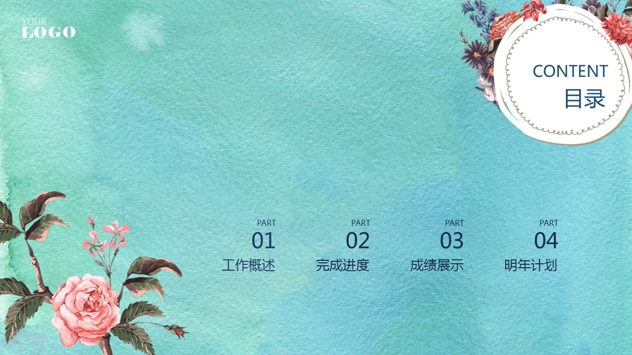 商务.文艺清新手绘清新述职报告——图文的PPT模板-2/28