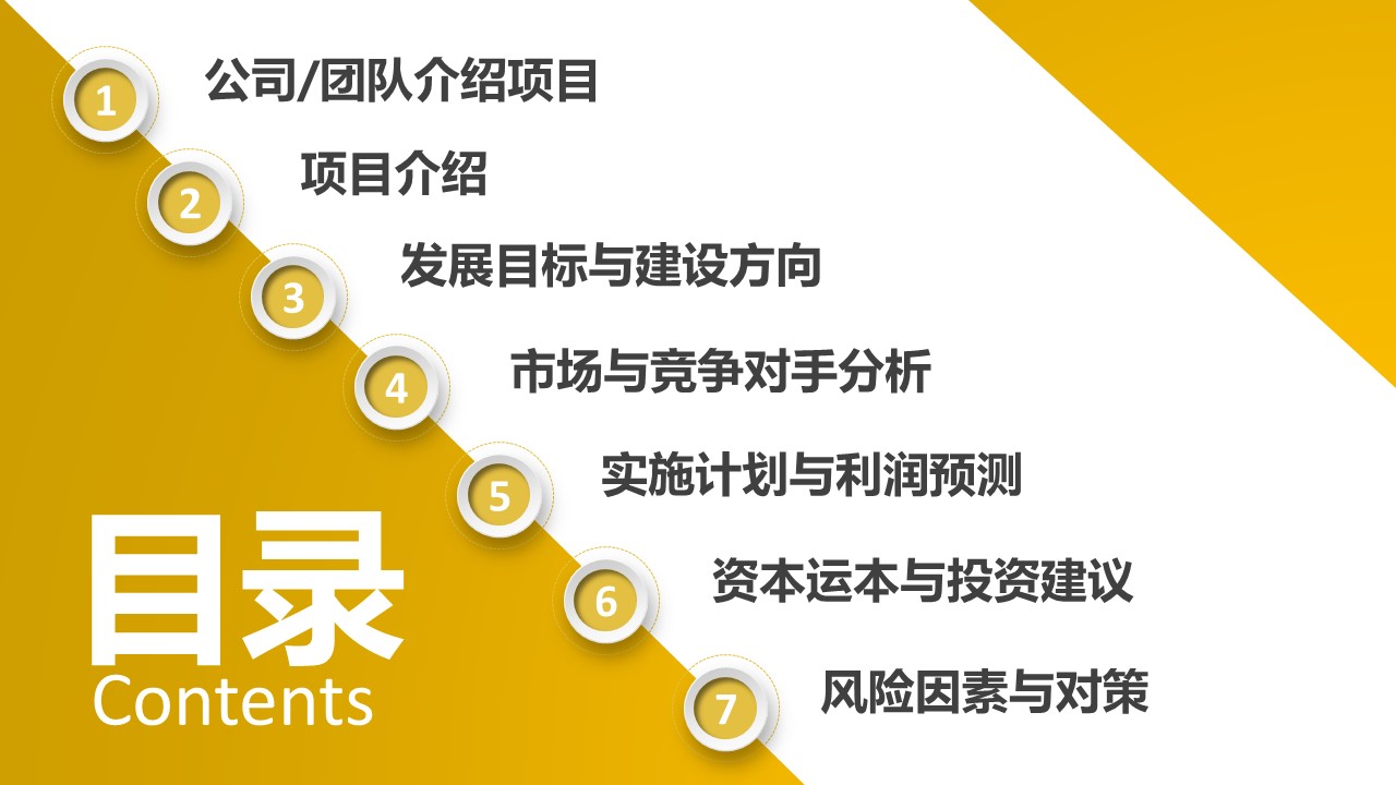 商务.扁平风格图文-黄色完整框架-创业融资商业计划年终总结工作计划PPT的PPT模板-2/48