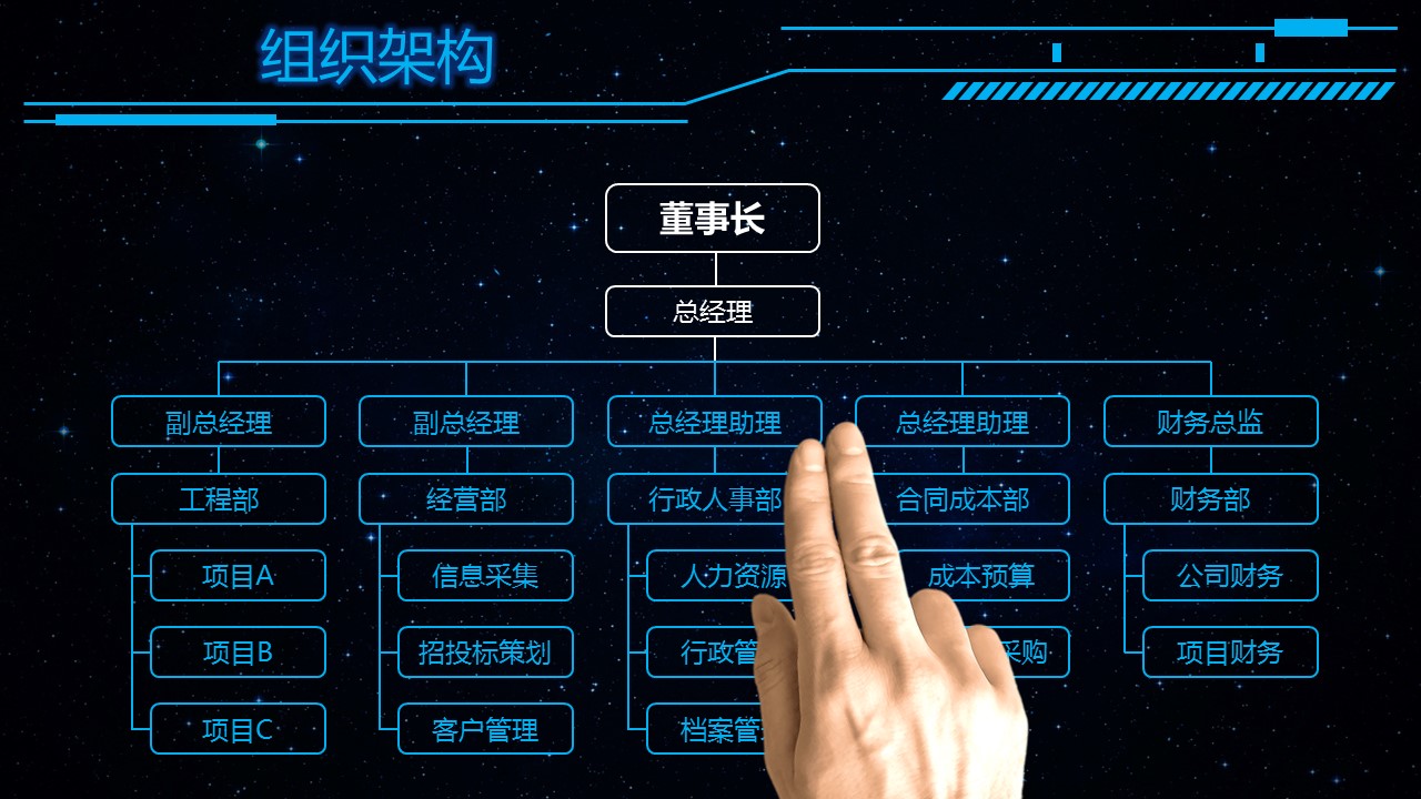商务.9公司简介ppt模板设计蓝色科技传媒视频的PPT模板-6/29