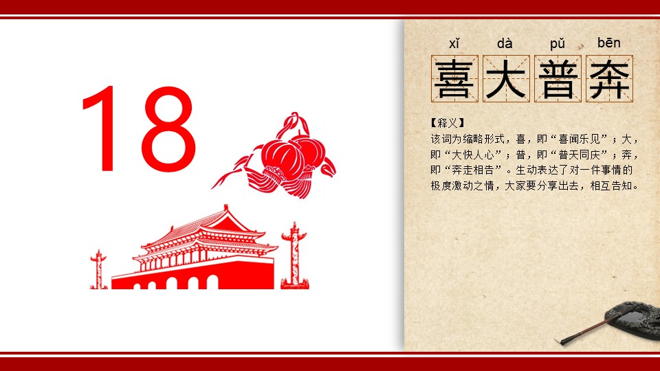 详情描述用 中国风更新版模板.089 网络新成语图解释义中国风ppt模板的PPT模板-7/22