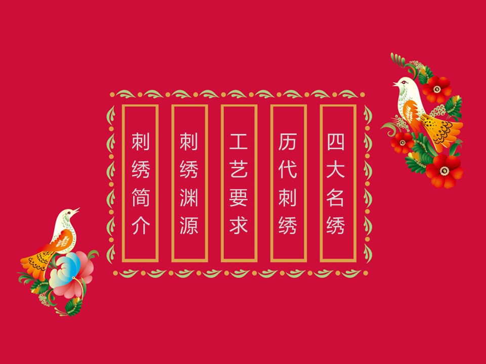 详情描述用 中国风更新版模板.101 刺绣介绍 刺绣艺术中国风ppt模板的PPT模板-2/10