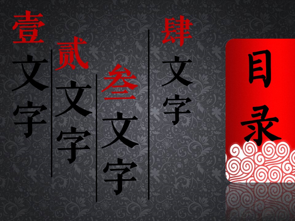 详情描述用 中国风更新版模板.112 红黑配色中国风的PPT模板-3/12