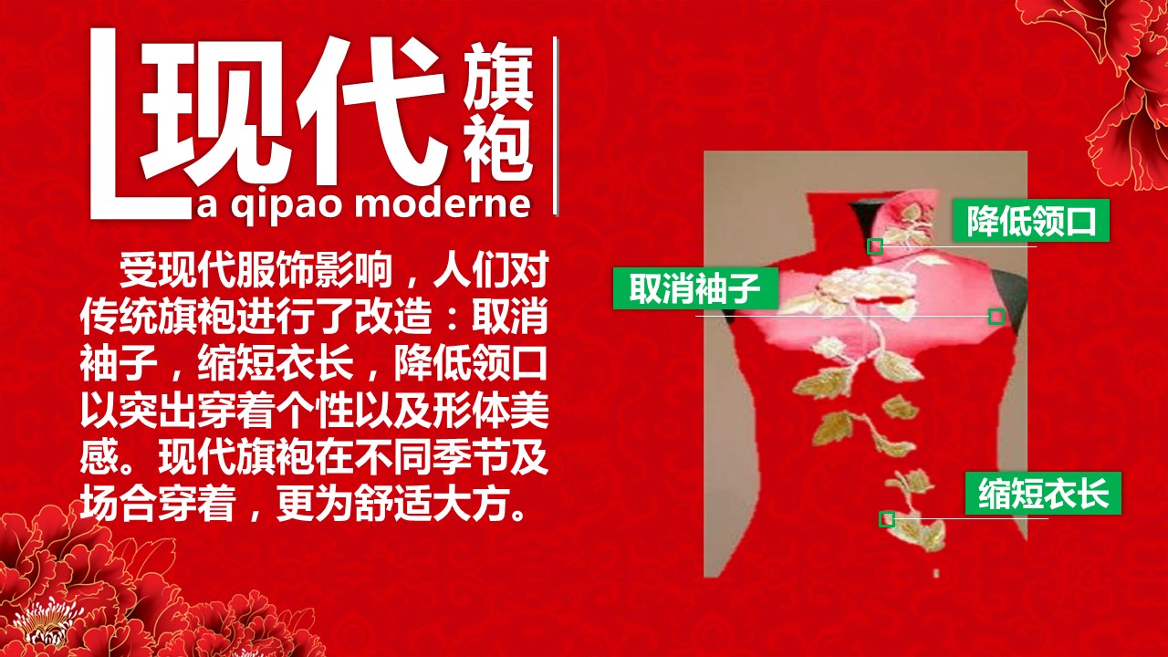 详情描述用 中国风更新版模板.128 中国旗袍、算盘与珠算的PPT模板-4/15