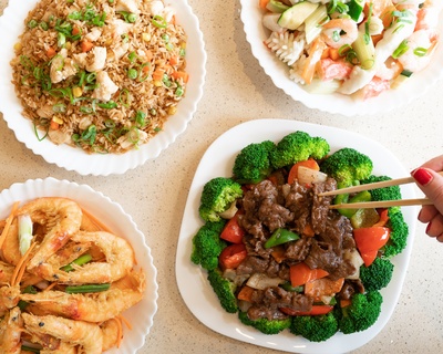 牛排的图片-亚洲菜米虾海鲜牛肉