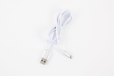 数码产品的图片-白色编织iPhone电缆