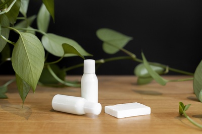 香皂的图片-化妆品瓶和肥皂