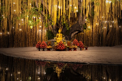 Diwali的图片-鲜花环绕的佛像
