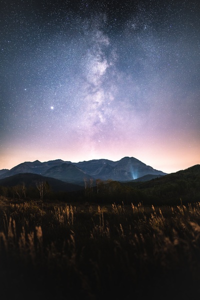 壁纸的图片-星夜下山旁绿草如茵