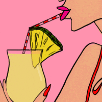 女人的gif-pina colada drinking GIF by Denyse®
