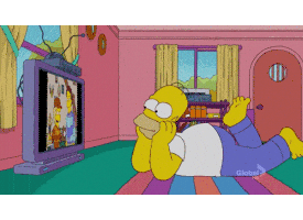 在家上班的gif-Happy The Simpsons GIF