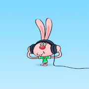 イトウケイジ的gif的gif-ヘッドフォンウサギ