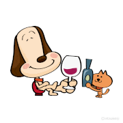 イトウケイジ的gif的gif-ワインを飲む名犬クッキー