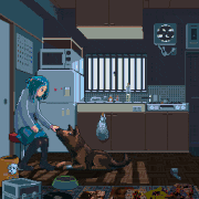 モトクロス斉藤的gif的gif-アパートと犬