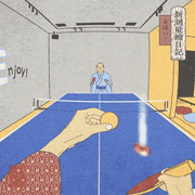 瀬川三十七 / SEGAWA Thirty-Seven的gif的gif-【動く浮世絵】卓球