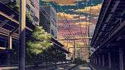 setamo的gif的gif-夕暮れの駅
