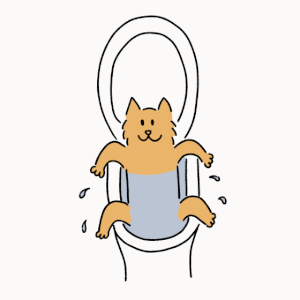 しおひがり的gif的gif-便器にはまったりはまらなかったりするねこ