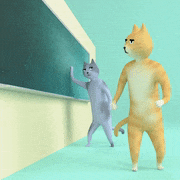 劇団ネコ的gif的gif-もろ刃の猫