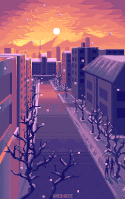 kirokaze的gif的gif-Snowy Sunset