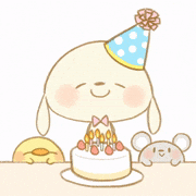 たじまちえこ的gif的gif-うさきちとぴよすけ「誕生日」