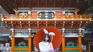 東京コスプレイ / TOKYO COSPLAY的gif的gif-唐傘とえなこ。Enako with a paper umbrella.