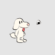 koya的gif的gif-おにぎりを眺める犬