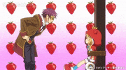 TVアニメ「叛逆性ミリオンアーサー」公式的gif的gif-ほほぅ... いちごパンツか