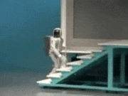 GIFMAGAZINE MEME的gif的gif-脇見しながら階段を登るロボット