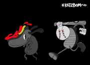 カツボン / KATZBOM的gif的gif-KATZBOM(カツボン) キレる魔球とホットけドッグ Dog Run Baseball
