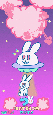 カツボン / KATZBOM的gif的gif-うさぎのう ＆ うさぎUFO ダイナミック壁紙