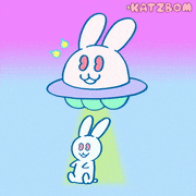 カツボン / KATZBOM的gif的gif-うさぎUFO くるくるくるくる〜★