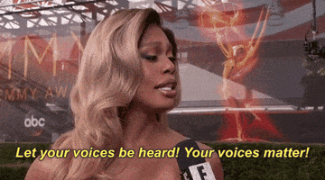 每日GIF(2021-03-08)的gif-Laverne Cox Let Your Voices Be Heard GIF by E!