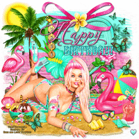 每日GIF(2021-06-20)的gif-Happy Birthday Flamingo GIF