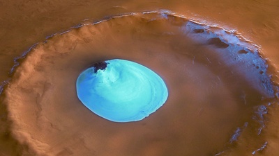 (20170221)的图片-北方大平原的火星陨石坑内结的冰 (© VUZE/NASA/Alamy)