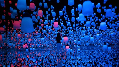 (20180723)的图片-森大厦数字艺术博物馆内的吊灯，日本东京 (© Behrouz Mehri/Getty Images)