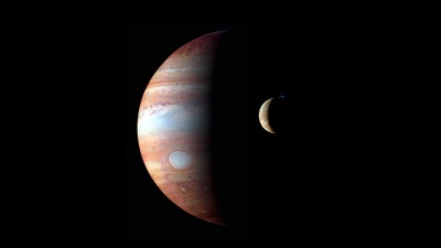 木星及木卫一的蒙太奇图像  (© NASA/Johns Hopkins University Applied Physics Laboratory/Southwest Research Institute/Goddard Space Flight Center)(20201004)的图片-木星及木卫一的蒙太奇图像  (© NASA/Johns Hopkins University Applied Physics Laboratory/Southwest Research Institute/Goddard Space Flight Center)